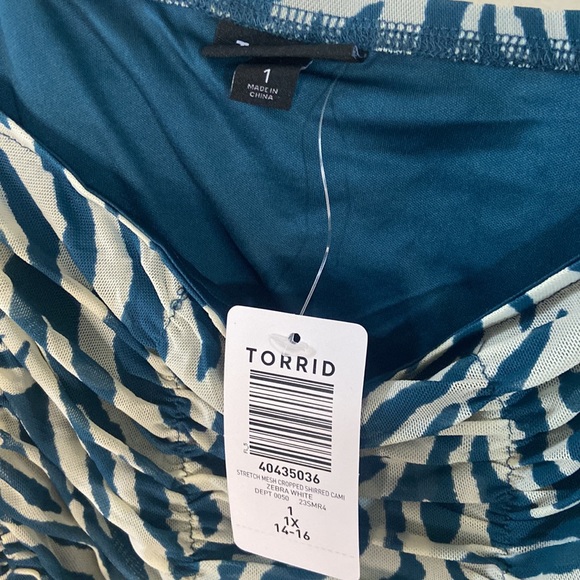 New Blue and white Zebra Animal Print Torrid Mesh Cami Tank Plus - Picture 3 of 5